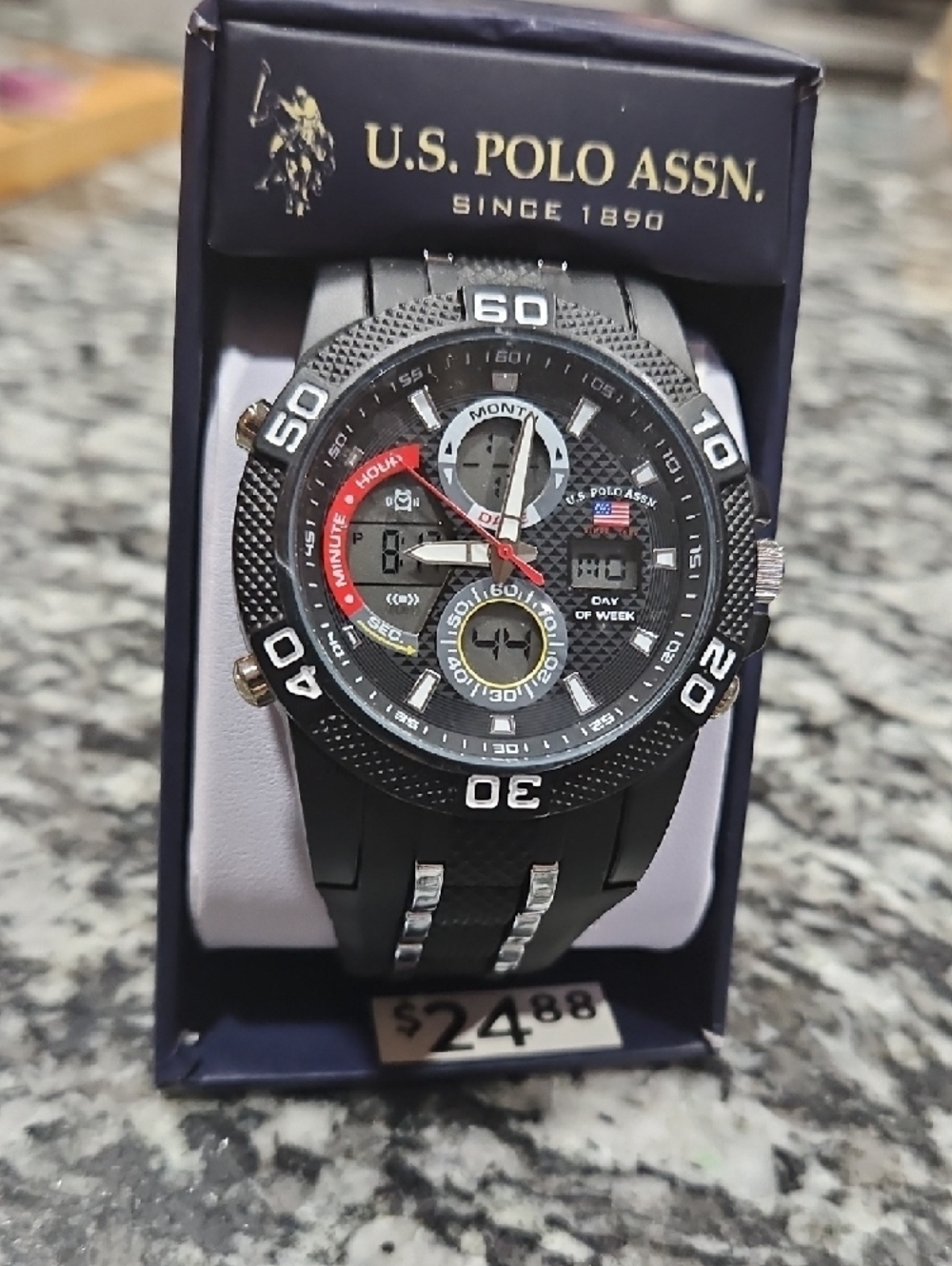 U.S. Polo Assn. Black and Red Sport Chronograph Watch - Picture 2 of 3